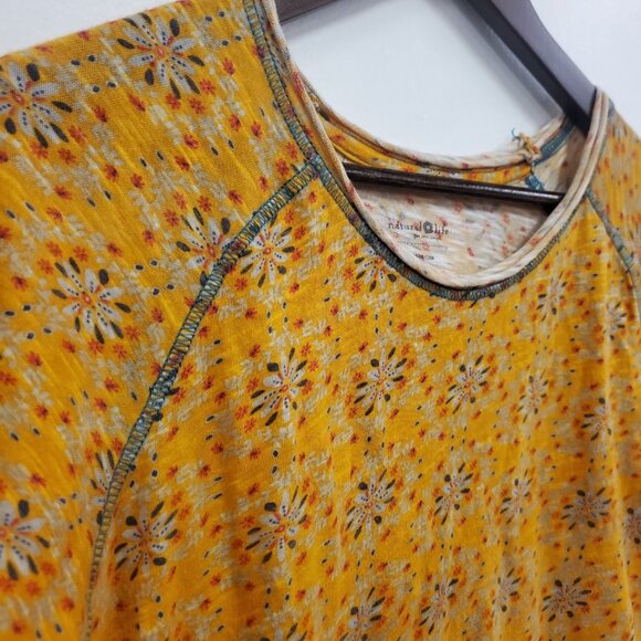 Natural Life Womens Raglan Sleeve Floral T Shirt Size L Yellow Boho Sustainable - Picture 2 of 8